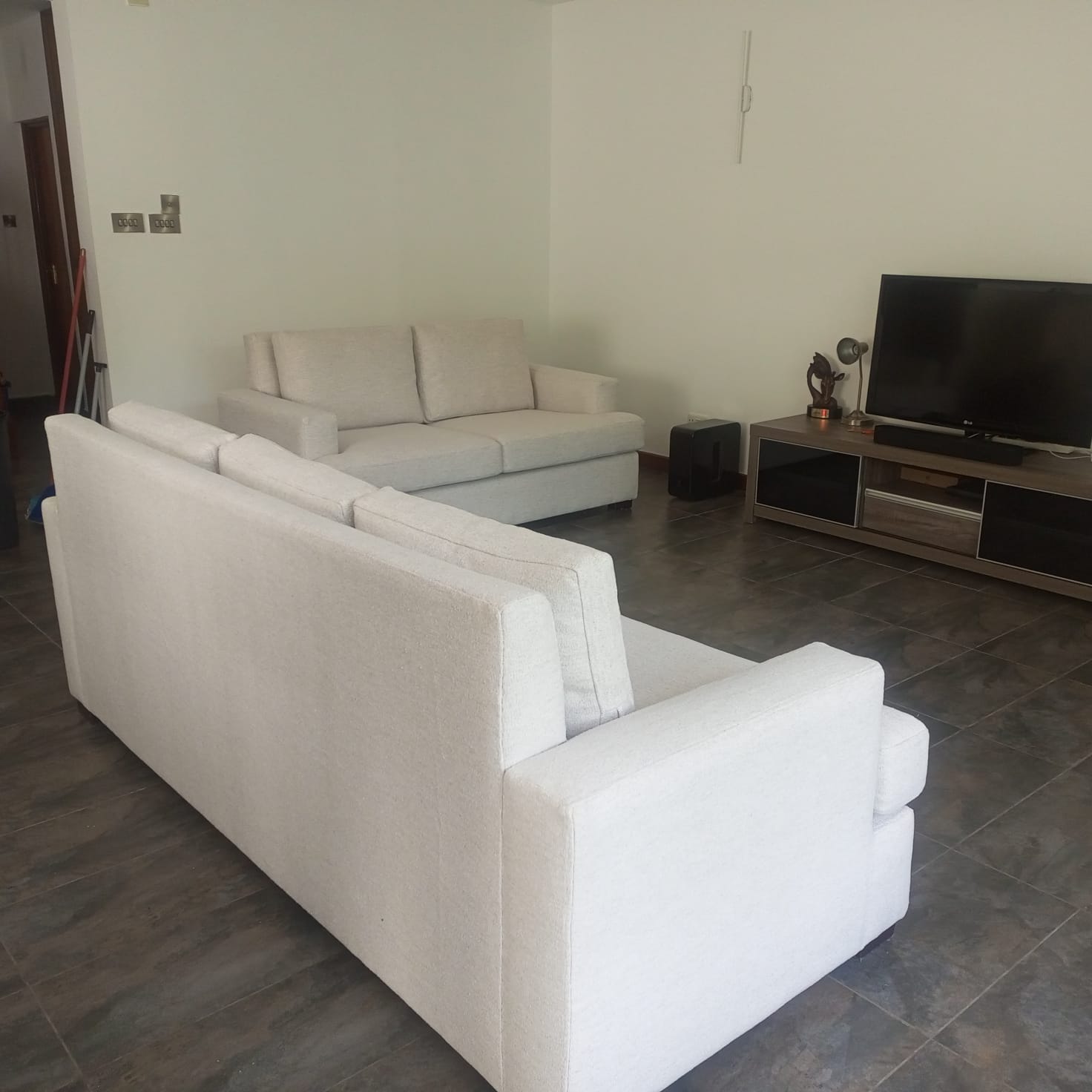 Cream Sofa Suite Re-upholstery — after