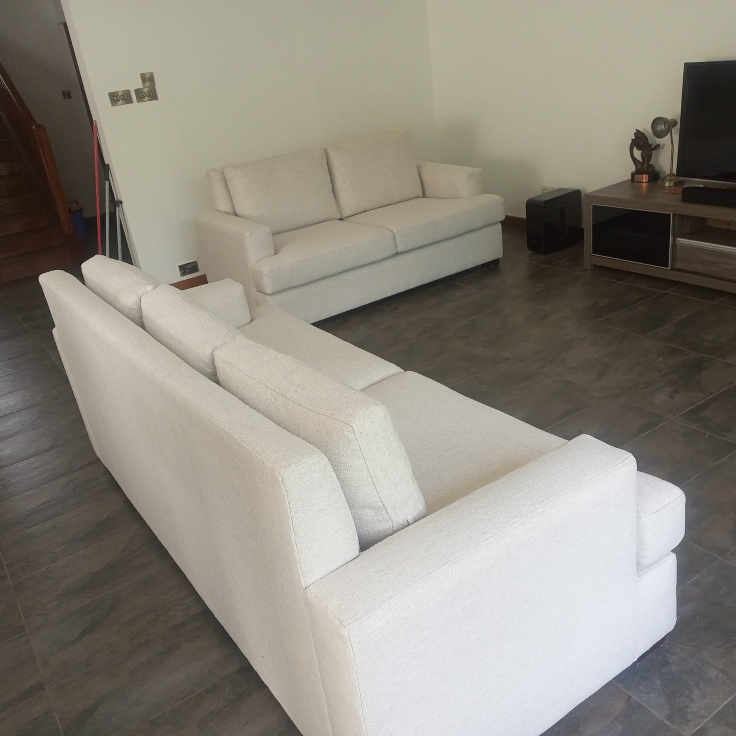 Cream Sofa Suite Re-upholstery — After 4