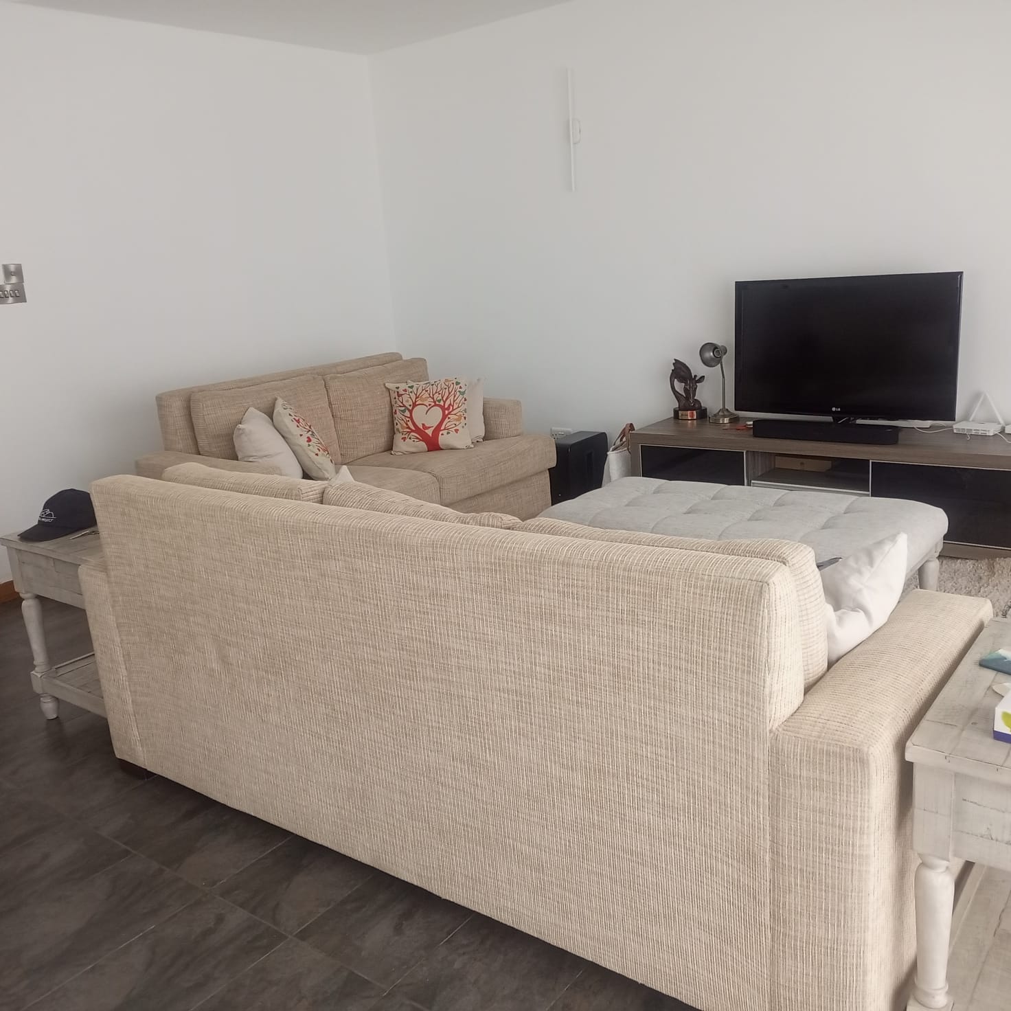 Cream Sofa Suite Re-upholstery — before