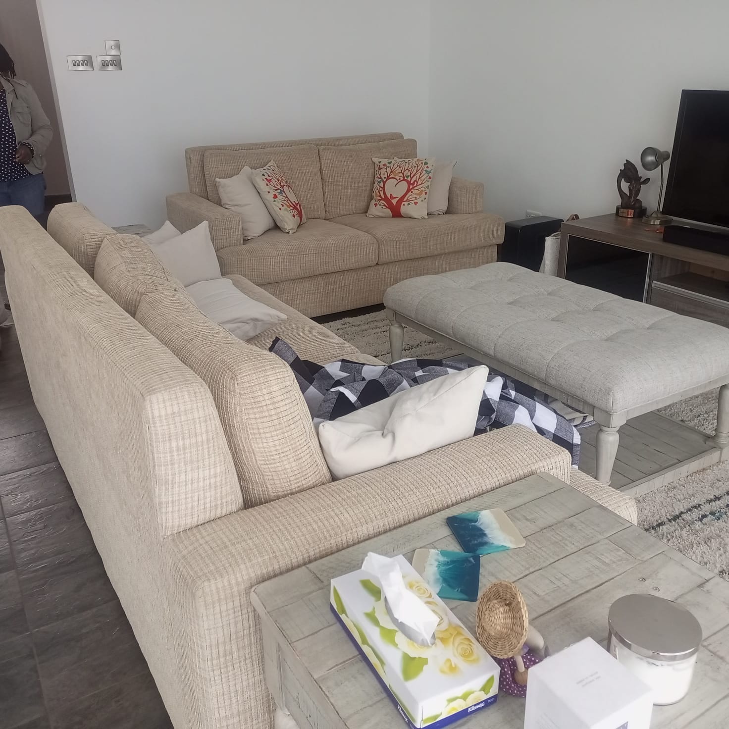 Cream Sofa Suite Re-upholstery — Before 2